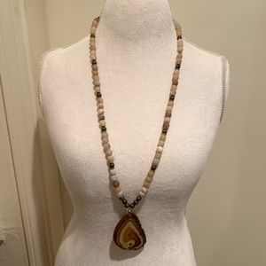 Beautiful Beaded Geode Necklace